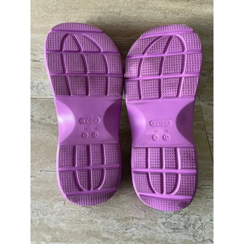 Crocs Classic Crush Clog Men 9 Women 11 Purple Platform Comfort Shoes Excellent